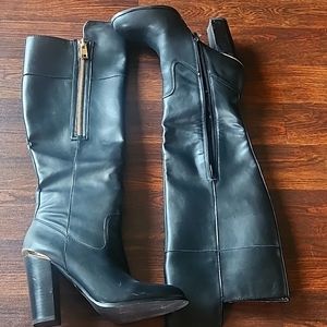 Black chunky heeled boots